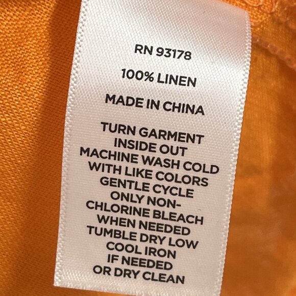 Magaschoni Orange Linen Short Sleeve Embroidered T Shirt Sz Medium - Picture 3 of 6